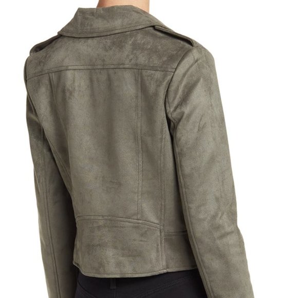 NWT BB DAKOTA BY STEVE MADDEN VEGAN Faux Suede Moto Jacket in Green - Picture 3 of 11